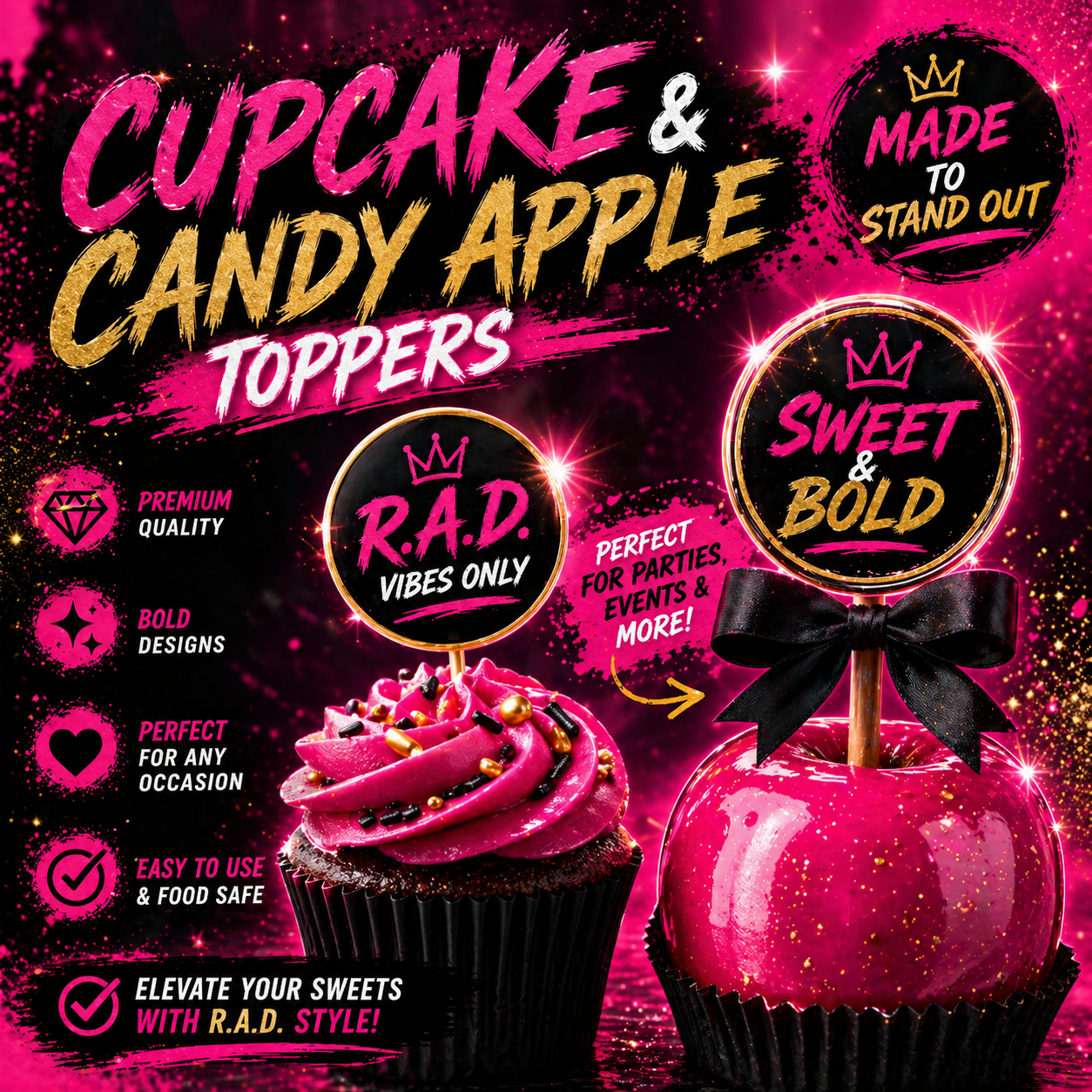 ๐๐ง Cupcake & Candy Apple Toppers